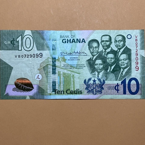 Ghana 10 Cedis Current Circulated Paper Money - Dated 2019 Cover