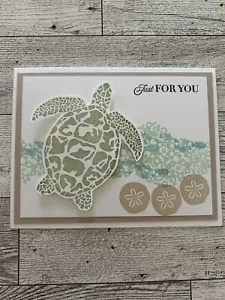 Juego de 4 tarjetas estampadas para cualquier ocasión tarjetas hechas a mano tortuga marina solo para ti - Imagen 1 de 3