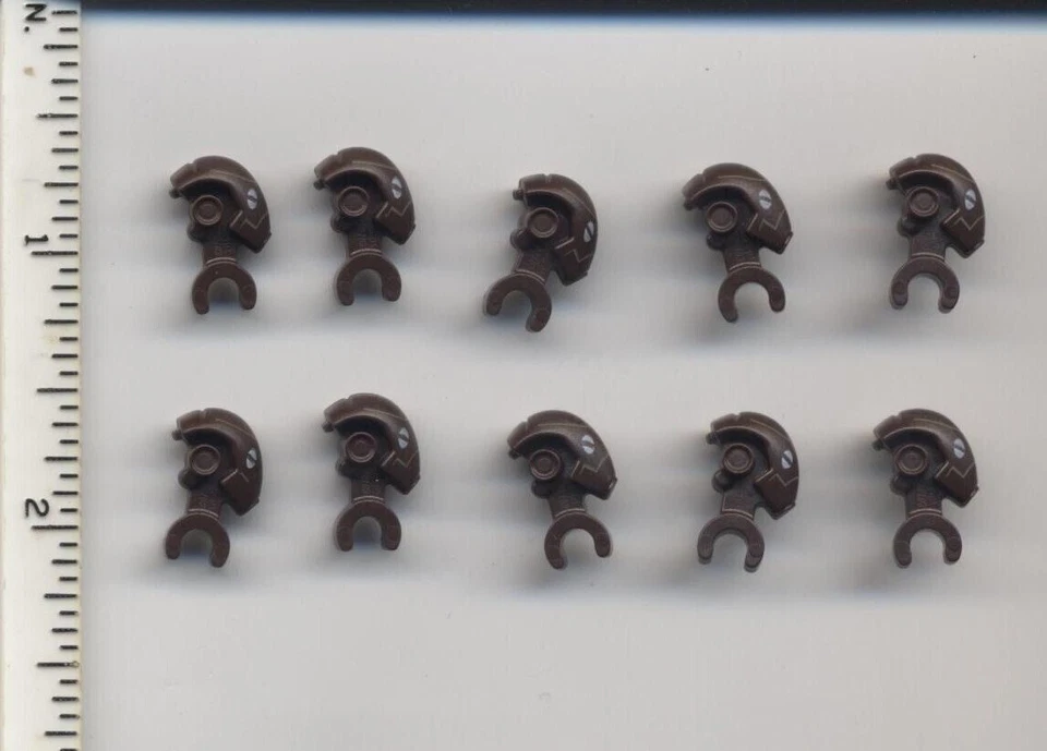 Star Wars LEGO x 10 Dark Brown Minifigure, Head, Modified SW Commando Droid - Image 1 of 1