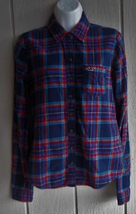 Jrs S Hollister blau Flanell Langarm Knopfleiste Hemd Brust 35" Brusttasche - Bild 1 von 11