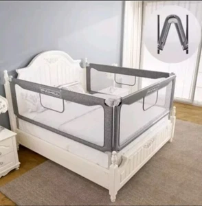 FAMILL Bed Rail For Toddlers, Baby Bed Rail Guard (ONE   RAIL) 74.8” Grey - Picture 1 of 4