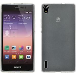 Silicone Case for Huawei Ascend P7 transparent white + protective foils