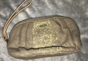 Victoria Secret taupe canvas w/goldtone hardware zip around wristlet w/strap - Picture 1 of 10