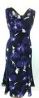 New Jacques Vert dress UK 16 chiffon Purple Ivory Floral Iris Fit & Flare