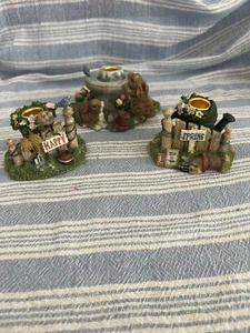 EasteCottontale Cottages Happy Spring 3 Piece Set Bunny Candle Easter Spring Dec - Picture 1 of 12
