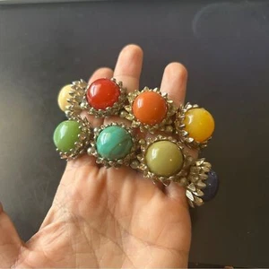 Anthropologie chunky Colorful Gemstone beaded Bracelets lot of 2 - Picture 1 of 5