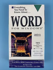 Vintage Collectible Microsoft Word For Windows (for V6.0) VHS w/3.5” Floppy NEW! - Picture 1 of 6