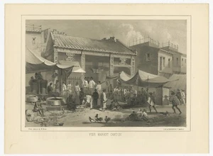 Antiker Druck eines Fischmarktes in Guangzhou von Falken (1856) - Bild 1 von 1