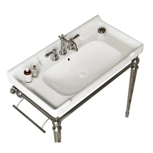 Fregaderos de baño de encimera redonda de cerámica lavabos de diseño esmaltados con diseño grabado - Imagen 1 de 5