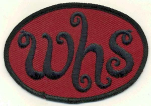 Hermoso parche negro sobre rojo símbolo "WHS" 4" X 3" - Imagen 1 de 1