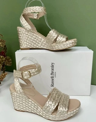 💙🌟💙 Russell & Bromley gold raffia platform sandals - Image 1 of 4