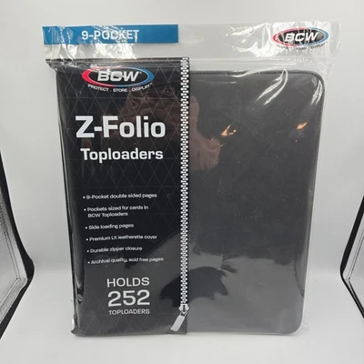 Carpeta Toploader BCW Z-Folio - Álbum con cremallera negra de carga superior de 9 bolsillos - 252 tarjetas Foto 1 de 4