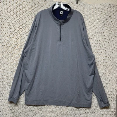 Pullover FootJoy Para Hombres 3XL Gris Azul Rayas 1/4 Cremallera Cuello Simulado Rendimiento Foto 1 de 4