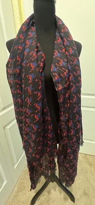 BUFANDA MUJER TOMMY HILFIGER 72" x 23,5" peso ligero 72. X 33 AZUL MARINO ROJO  Foto 1 de 4