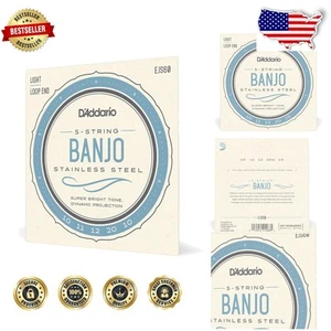 5-String Set of Stainless Steel Banjo Strings - Light Gauge for Ultimate Tone - Picture 1 of 6