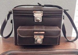 VINTAGE KAMERA SCHULTERTASCHE TASCHE LEDER GEPOLSTERT VERSTELLBARER RIEMEN LINSE DUNKELBRAUN - Bild 1 von 11