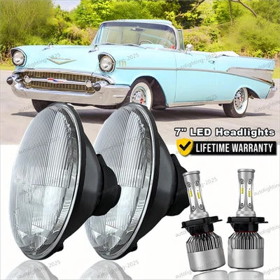 Par de faros LED redondos de 7 pulgadas carcasa de lámpara para Chevy Bel Air 1955 1956 1957 Foto 1 de 4