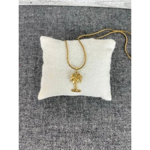 COLLAR CHAPADO EN ORO HGE 24K PALMERA VINTAGE colgante cadena 26 pulgadas langosta - Imagen 1 de 7