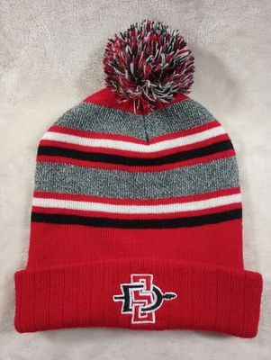 San Diego State University Aztecs Beanie Stretch Black Red White Gray FAST Ship - Image 1 of 4