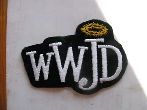 WWJD - LO QUE HARÍA JESÚS Hierro Sobre BLANCO Religioso Cristiano Parche 4” MC Sombrero - Imagen 1 de 3