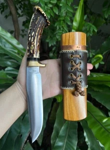 Handmade bowie hunting camp knife 9” K990 Germany Bohler forged, Rosewood & Teak - Picture 1 of 18