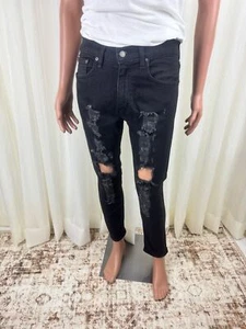 Herren Levi's 512 Slim Taper Fit Ripped Distressed Jeans Faded Black Größe 31/30 - Bild 1 von 12