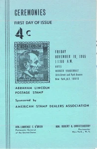#1282-C2 First Day Ceremony Program 4c Abraham Lincoln Stamp w/FDC - Picture 1 of 1