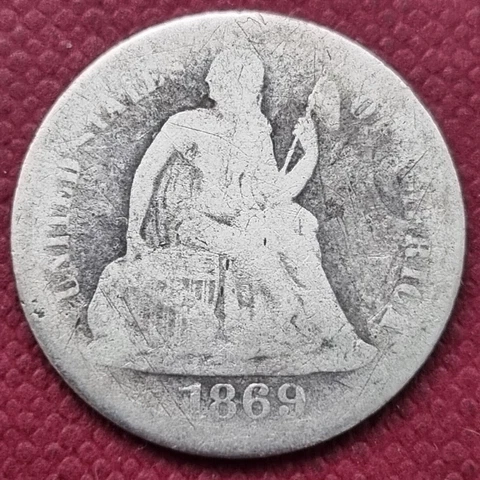 1869 Seated Liberty Dime 10c Circulated  #31188 Cover