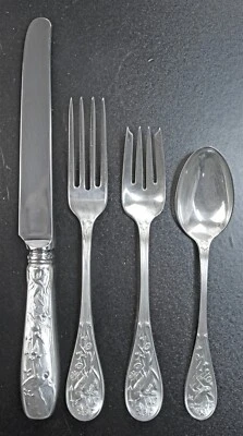 Tiffany AUDUBON Стерлинговая 4 Шт. Установка Места НЕИСПОЛЬЗОВАННАЯ - Изображение 1 из 3