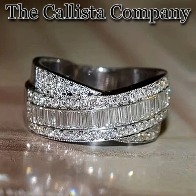 CALLISTA CO. CREADO EN LABORATORIO RADIANTE Y CORTE RD TRANSPARENTE 3A+CZ X-DESIGN PLATA RG TALLA 6-9✓ Foto 1 de 3