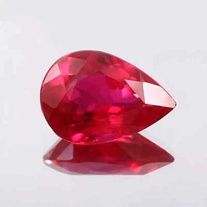 Natural Ruby Cut Gemstone with Lab Ruby Sudan Pear Shape 7x9 mm - Picture 1 of 8