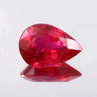 Natural Ruby Cut Gemstone with Lab Ruby Sudan Pear Shape 7x9 mm - Image 1 of 4