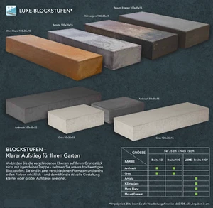 Beton Blockstufen (Vollblock) 100x35x15cm | Grau | Umlaufende Fase - Bild 1 von 1