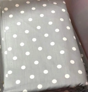 160cm wide White Polka Dots on Silver Grey Cotton Twill Fabric PER 0.8m2 - Picture 1 of 1