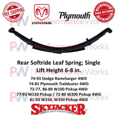 Skyjacker Softride Leaf Spring Individual 6-8" Trasero Para Trailduster/Ramcharger 4x4 Foto 1 de 4