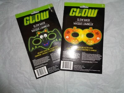 2 New Halloween GLOW Masks 2 masks 8 glow sticks - Image 1 of 2
