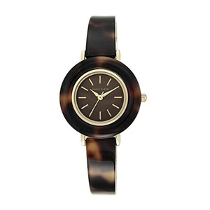 NEW ANNE KLEIN GOLD TONE,ACRYLIC TORTOISE RESIN BANGLE,BRACELET WATCH AK/2524BMT - Picture 1 of 2
