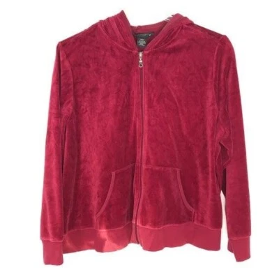 Venezia Mujer 18/20 Rojo Cremallera Completa Terciopelo Sudadera con Capucha Mangas Largas Bolsillo Canguro Foto 1 de 4