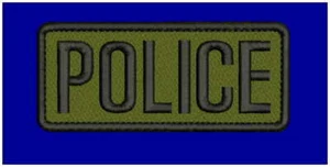 POLIZEI STICKEREI PATCH 2X5 HAKEN AUF RÜCKEN OD GRÜN/SCHWARZ - Bild 1 von 2