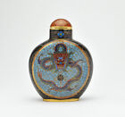 Chinese Cloisonn Snuff Bottle, Five-Clawed Dragons Flaming Pearl - Qing Dynasty