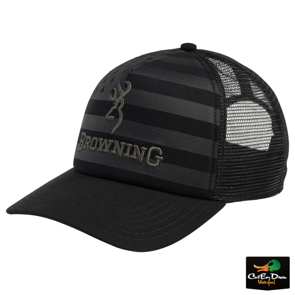 NEW BROWNING FOAM TRUCKER FLAG CAP MESH BACK HAT BUCKMARK LOGO - Image 1 of 1