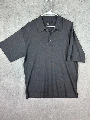 Silk Polo Shirt Mens Large Tulliano Heather Gray Short Sleeves Golf Rugby Men - Image 1 of 4