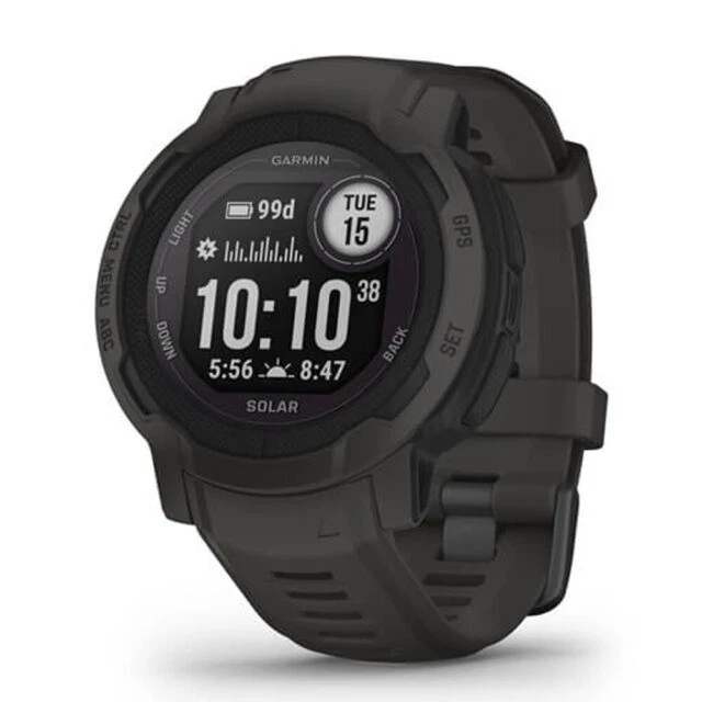 Garmin Instinct 2 Solar 45mm Cassa Nera in Polimero Fibrorinforzato, Cinturino Graphite in Silicone, Orologio Intelligente (010-02627-00)