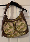 Medium Fossil Canvas And Leather Shoulder Bag