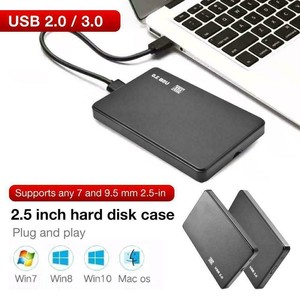 2.5" Black Hard Disk Case USB 3.0/2.0 TO SATA HDD/SSD Enclosure Adapter w/ Cable