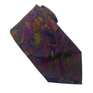 Mulberry Thai Silk Necktie Maroon Green Purple Hand Made - Picture 1 of 5