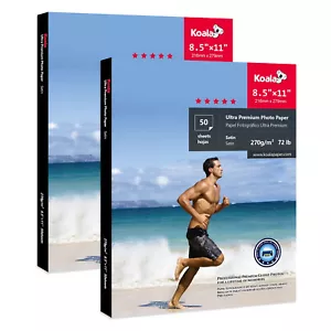Koala Ultra Premium Satin Photo Paper 8.5x11 72lb 100 Ct Inkjet Printer Epson HP - Picture 1 of 11
