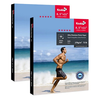 Koala Ultra Premium Satin Photo Paper 8.5x11 72lb 100 Ct Inkjet Printer Epson HP - Image 1 of 4