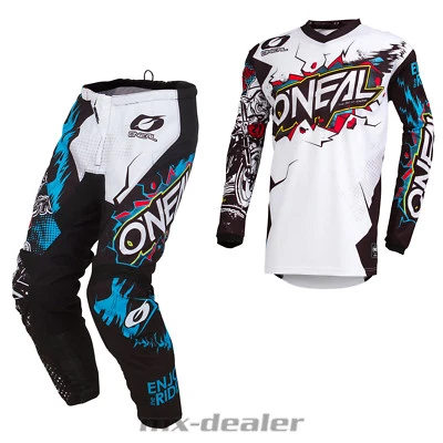 ONEAL O'Neal Element Villain weiß Hose Jersey motocross Enduro Quad Combo Kombi