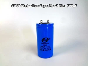 CD60 450V Appliance Motor Run Capacitor with Two Pins 500uF 50/60Hz (D162) NEW - Picture 1 of 7